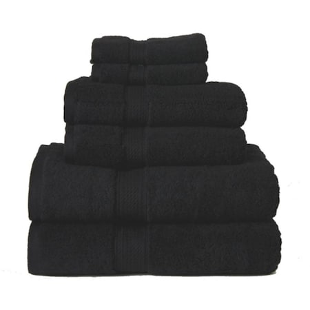 Superior 900GSM Egyptian Cotton 6-Piece Towel Set  Black 900GSM 6 PC SET BK
